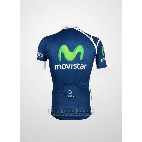 2012 Fahrradbekleidung Movistar Blau Trikot Kurzarm und Tragerhose